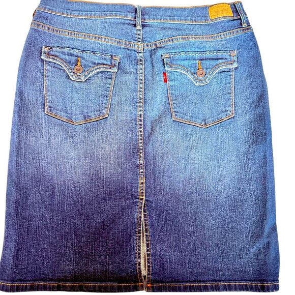 Vintage Levi’s Strauss Granny Core Retro Distressed Denim Stretch Skirt  Size 12 - Picture 2 of 7